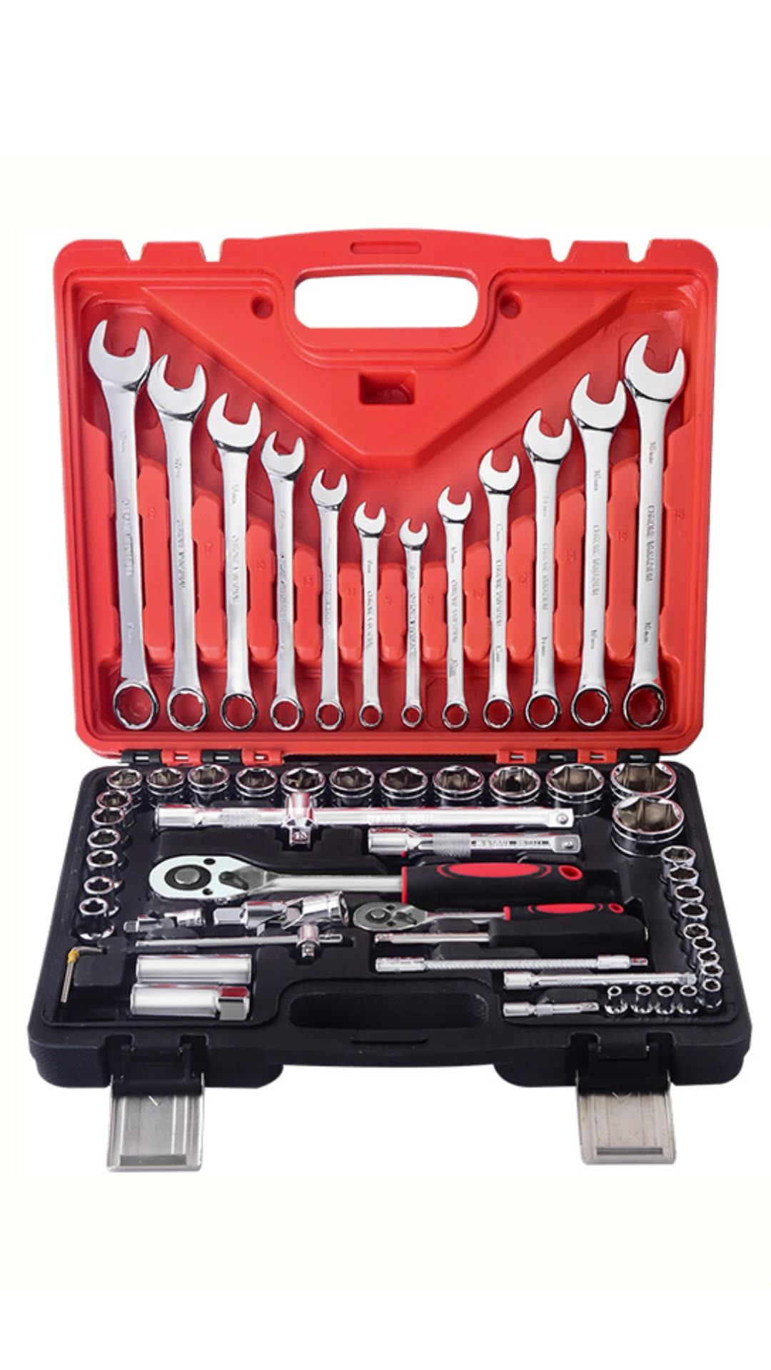 61 Pcs Set Of Socket Wrenches Multi Function Rachet Wrench Set Crowfoot
