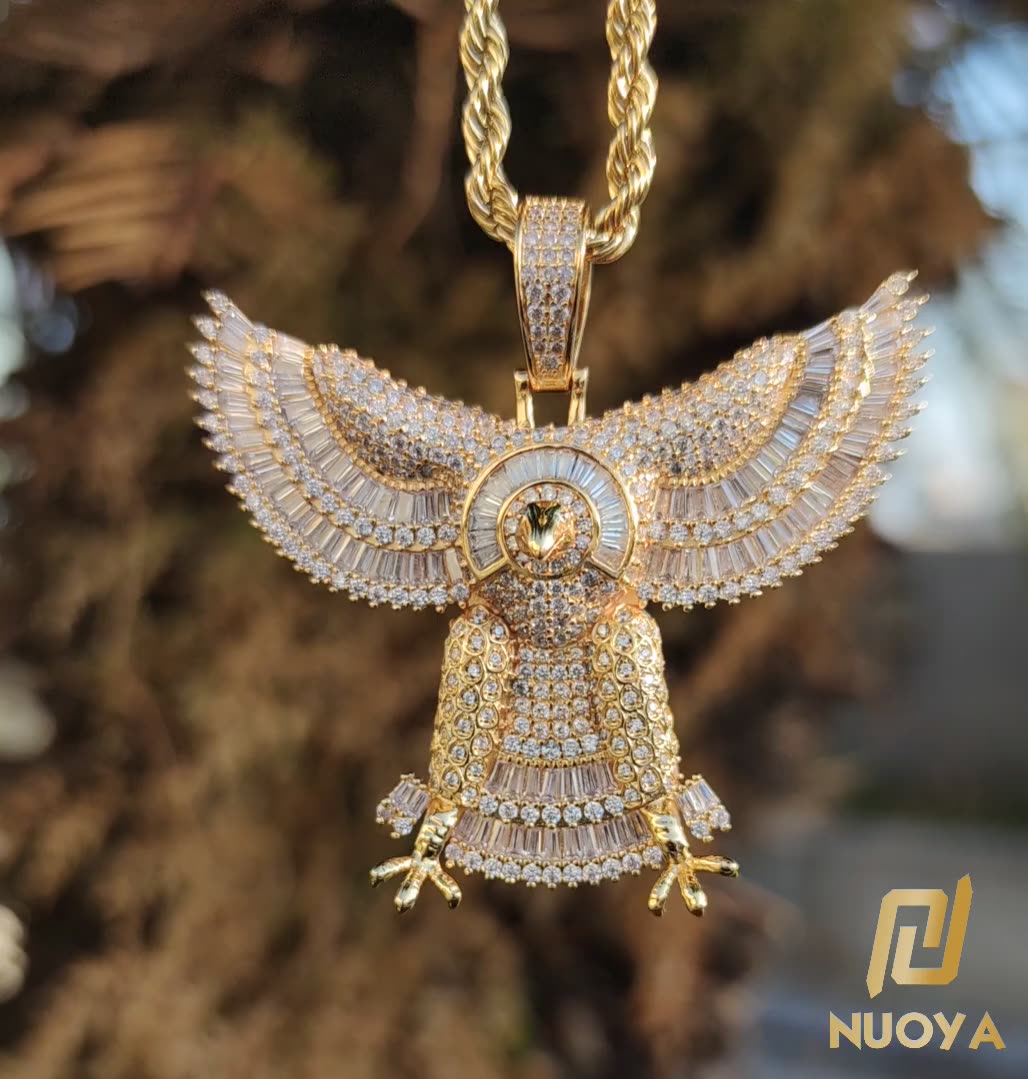 Hip Hop Large Eagle Cz Pendant Gold 