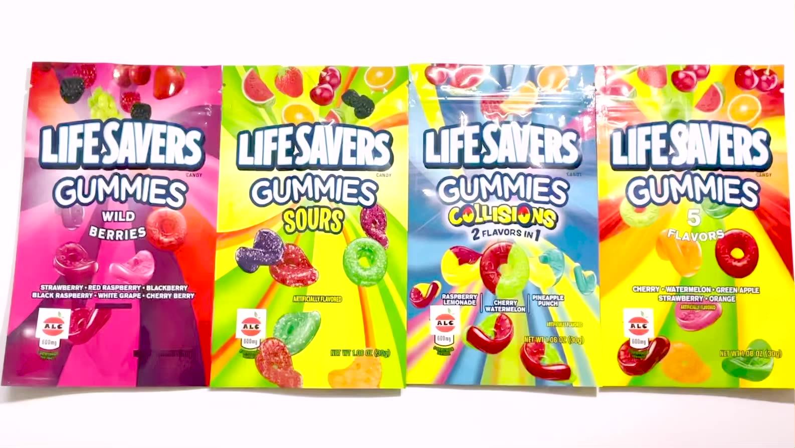 Newest 600 Mg Medicated Lifesavers Gummies Collisions Candy Cherry Watermelon Pineapple Punch