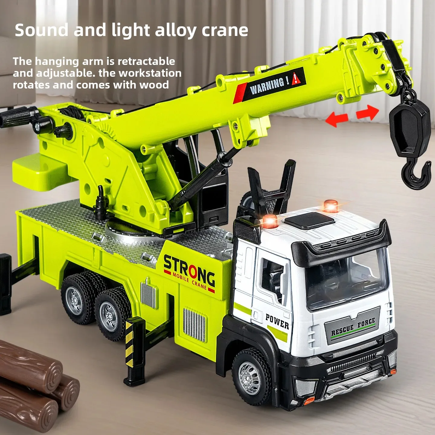 Road Rescue Trailer Alloy Front Flatbed Trailer Telescopic Boom Engineering Vehicle Boy Toy Children's Gift