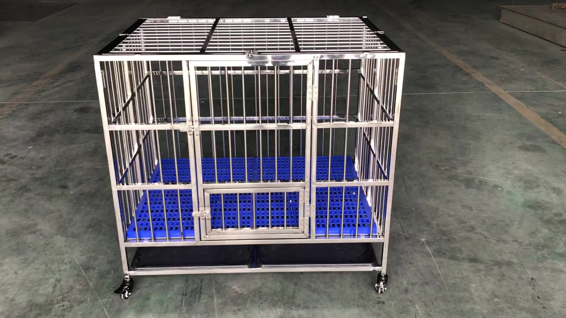 Stainless Steel Bar Dog Cage,Dog Crate,Pet Cage With Plastic Grate
