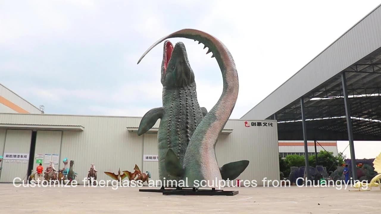 Outdoor Zoo Decor Life Size Fiberglass Animals Prehistoric Animals