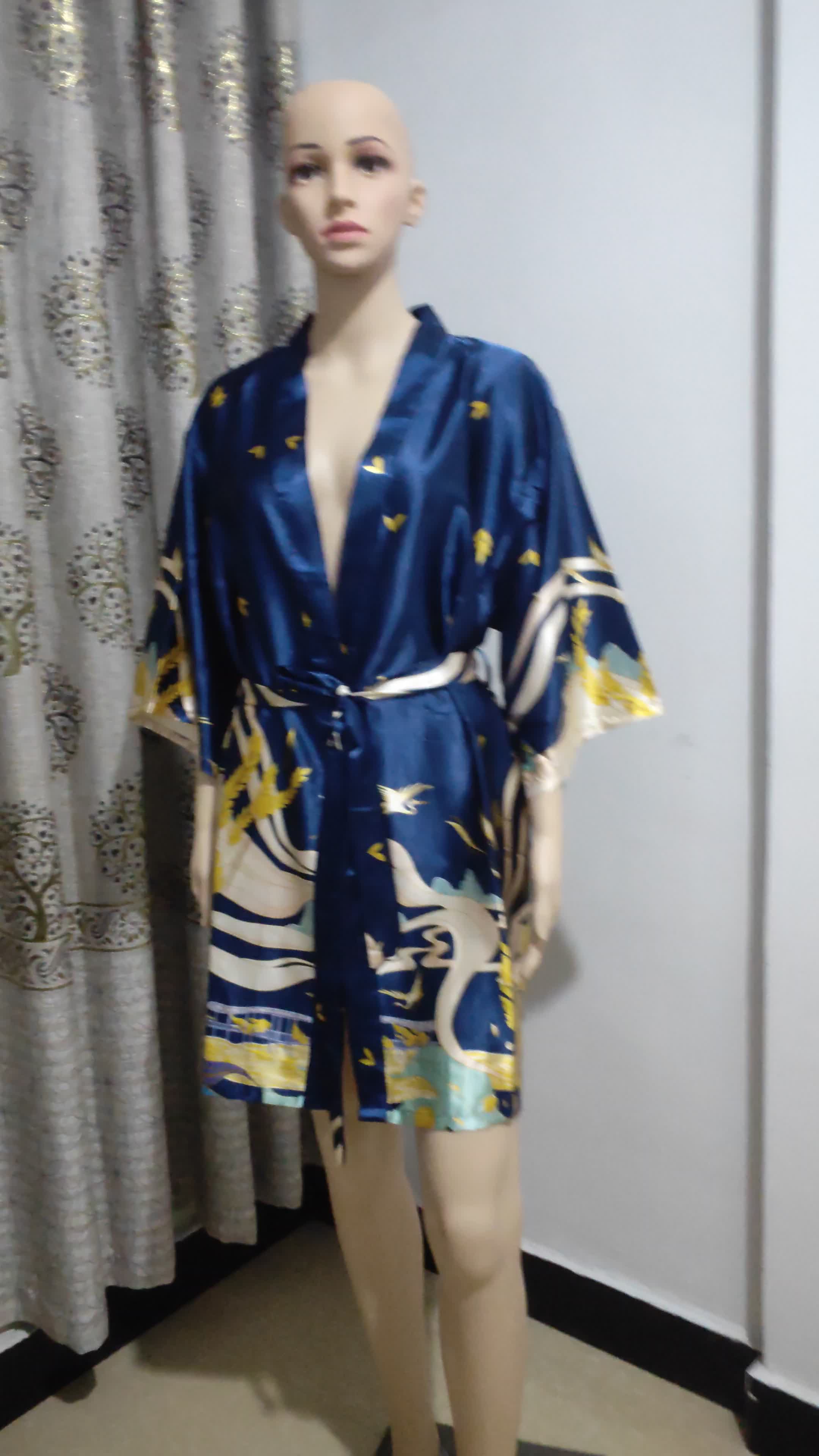 Wholesale Women Sleepwear Silk Kimono Robe Night Robe Bathrobe For