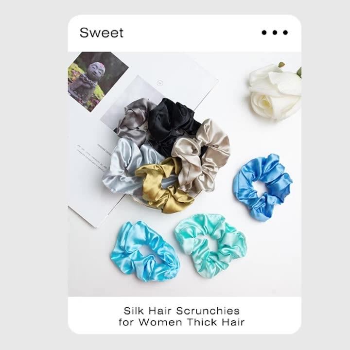 Large Satin Scrunchy Bulk Elastic Hair Ties Headband Real Scrunchies
