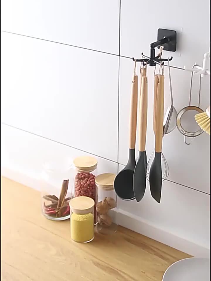 Wall Mounted Rotating Kitchen Hook Stainless Steel Adhesive Hooks
