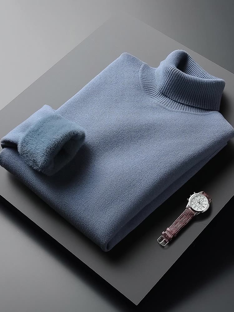 秋冬高领加绒毛衣男款推荐！一体绒保暖针织衫实测有多顶。