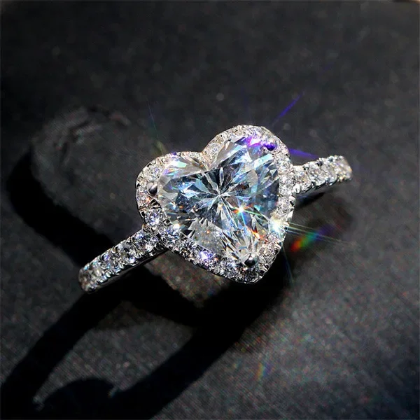 禾呈創意新款男女結婚求婚戒指 批發歐美風合金愛心時尚簡約戒指
