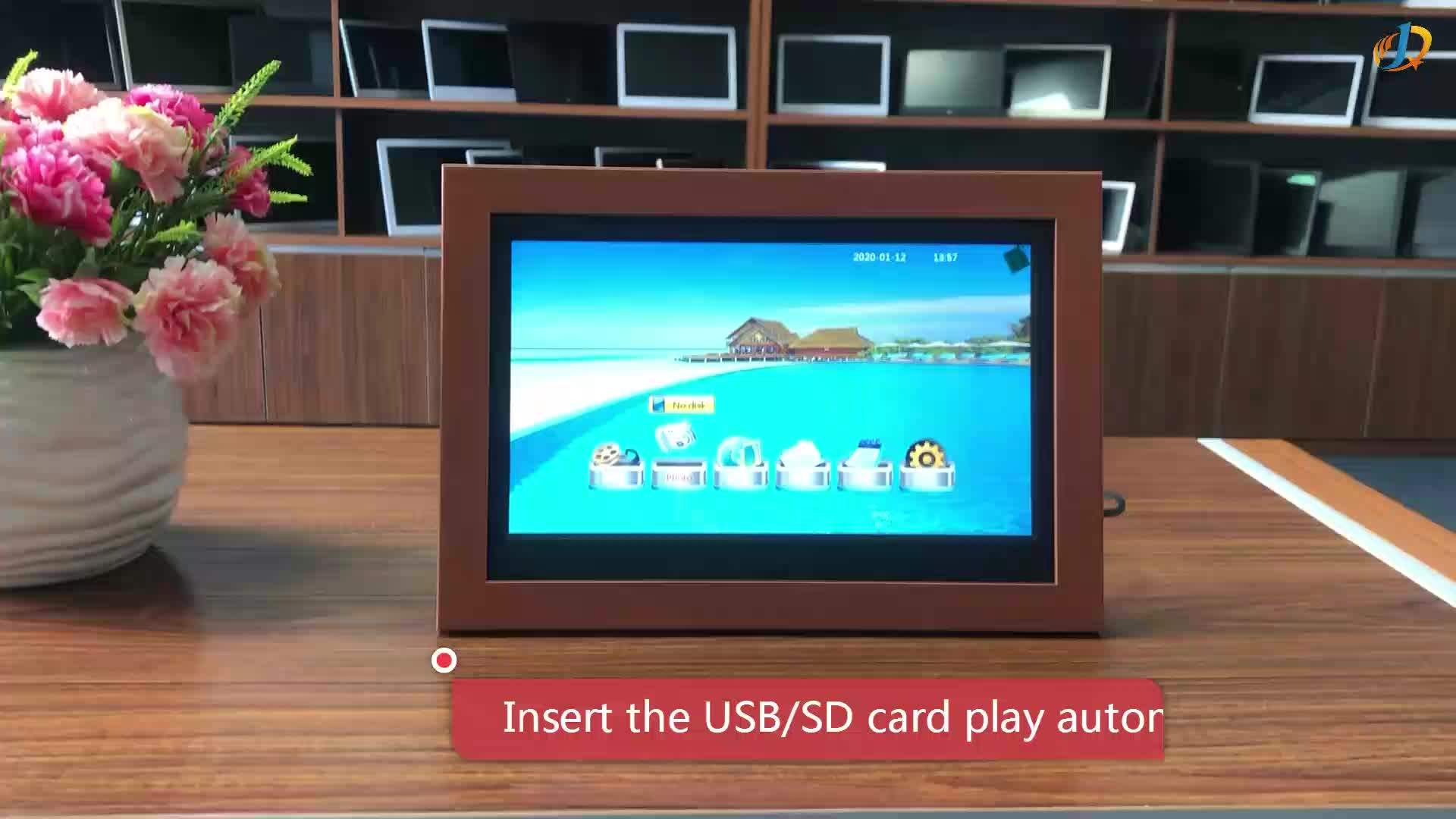 2020 Small Size Electronic Frames,10 Inch Led Multimedia Wood Finished