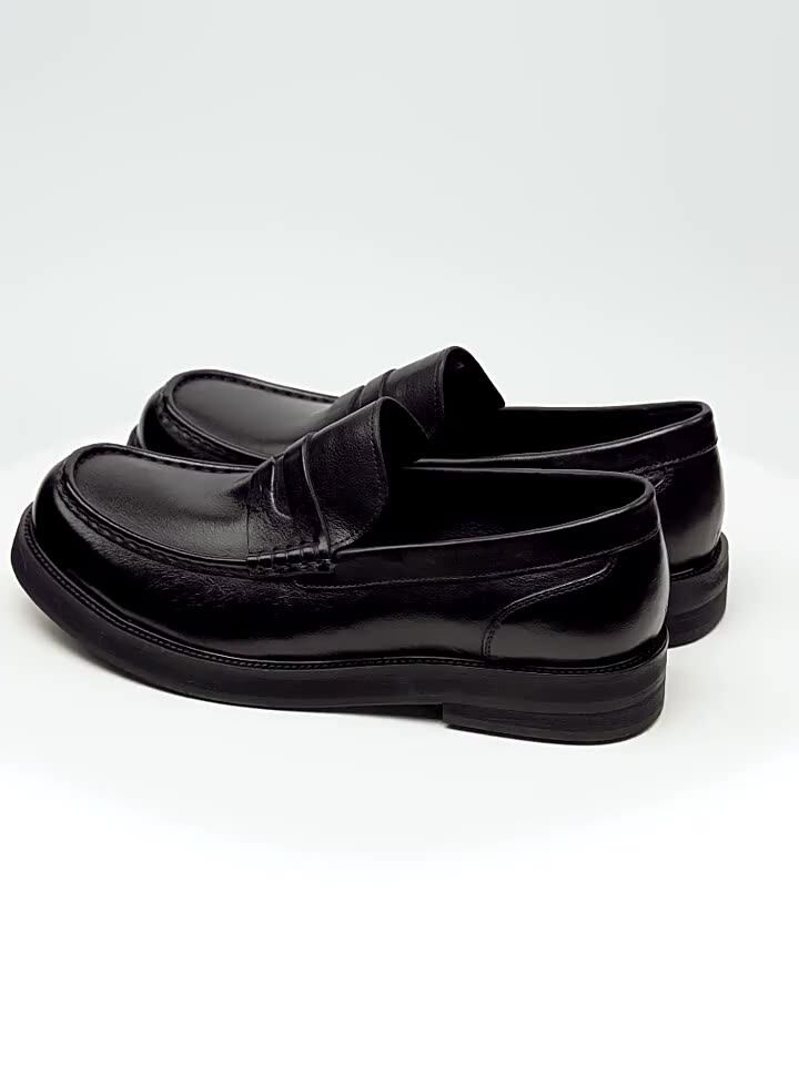 2024 Spring Breathable Men's Shoes British Casual Footwear Leather Shoes Versatile Thick Sole