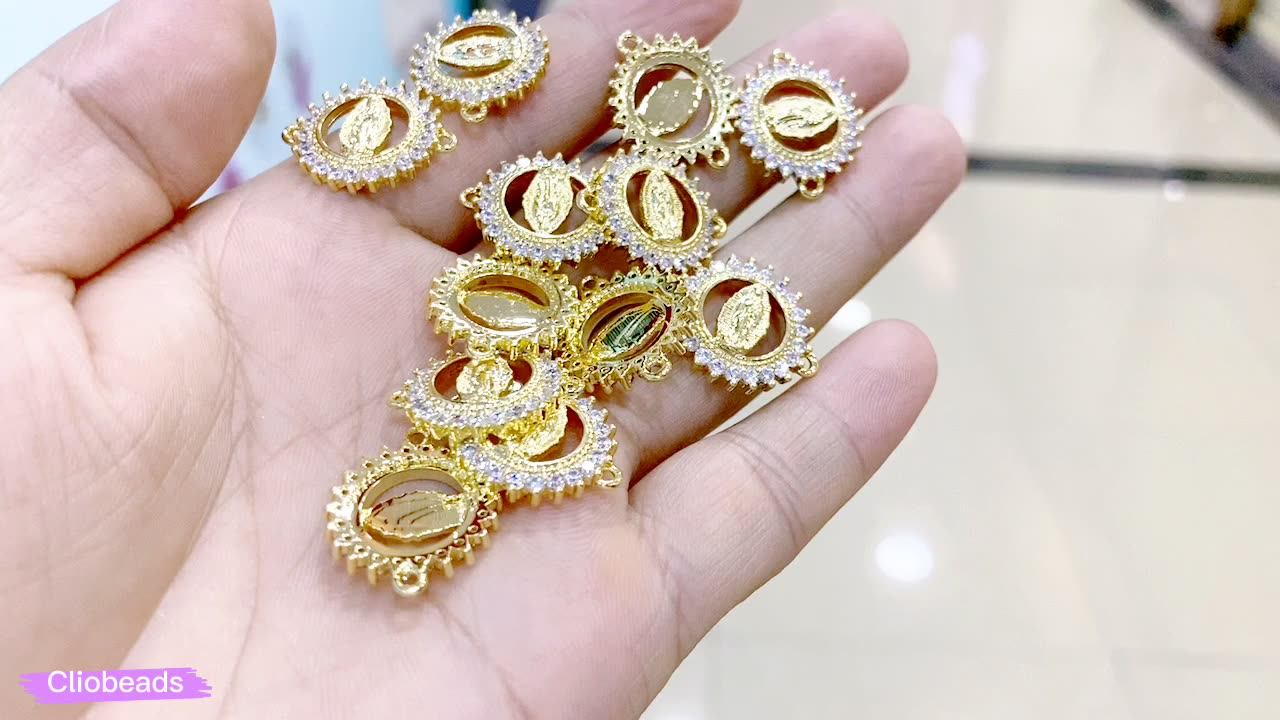 Cz Micro Pave Christian Charms Virgin Mary Connectors Pendant For