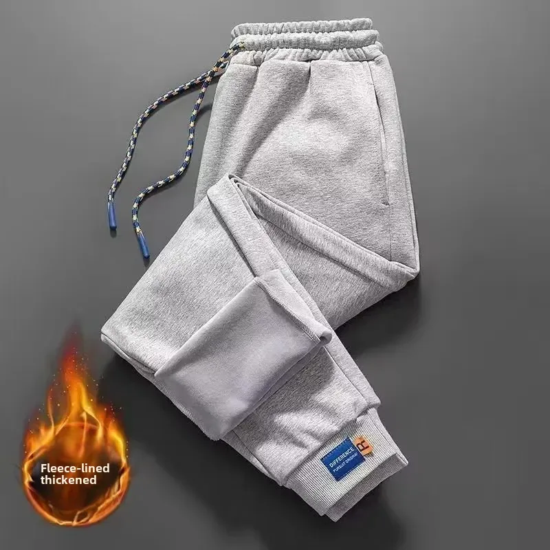 Men's Loose Plus Size Student Ankle Pants Winter Spring New Warm Casual Sweatpants Thick Sports Long Pants Youth