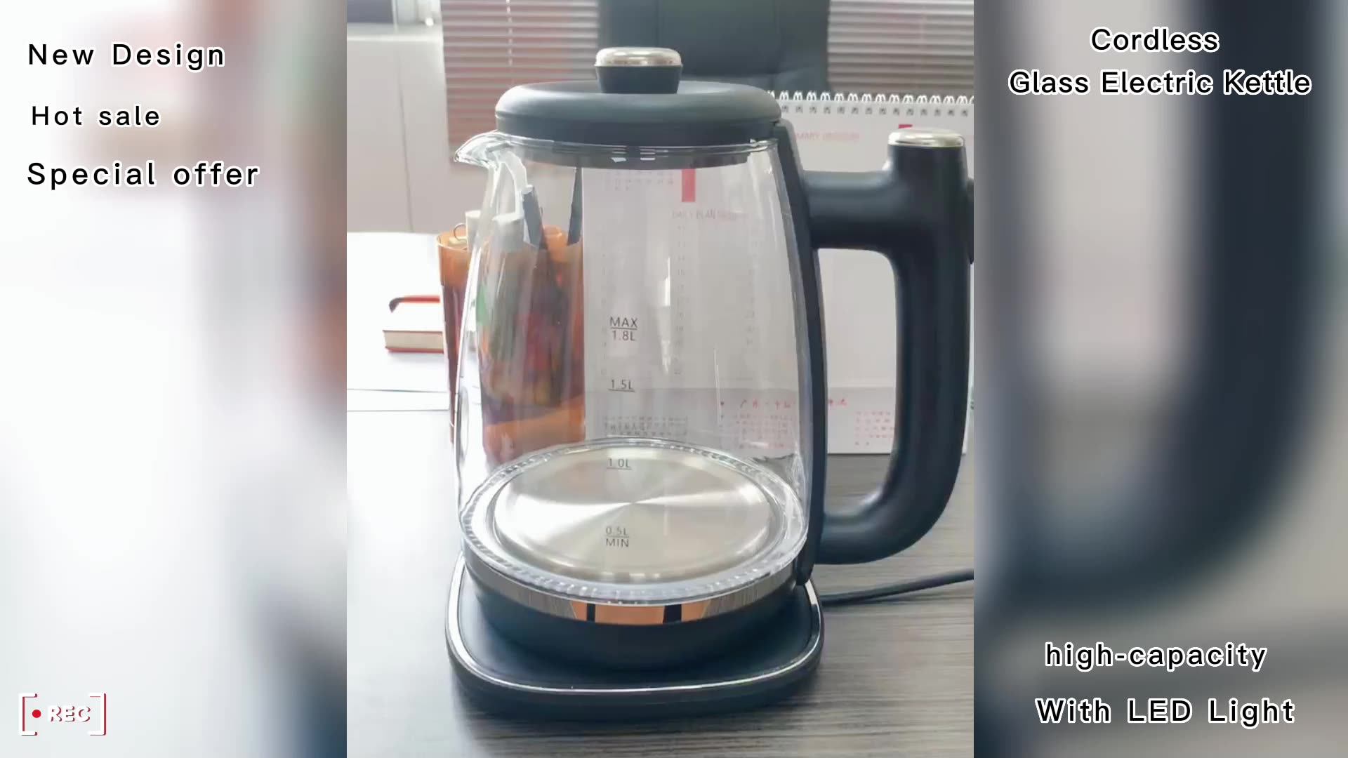 Borosilicate Glass Electric Tea Kettle Cordless Tea Machine Kettle