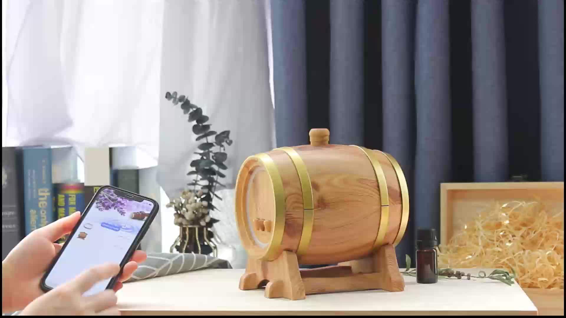 Smart App Aroma Diffuser Coolmist Atomization Machine Beer Barrel