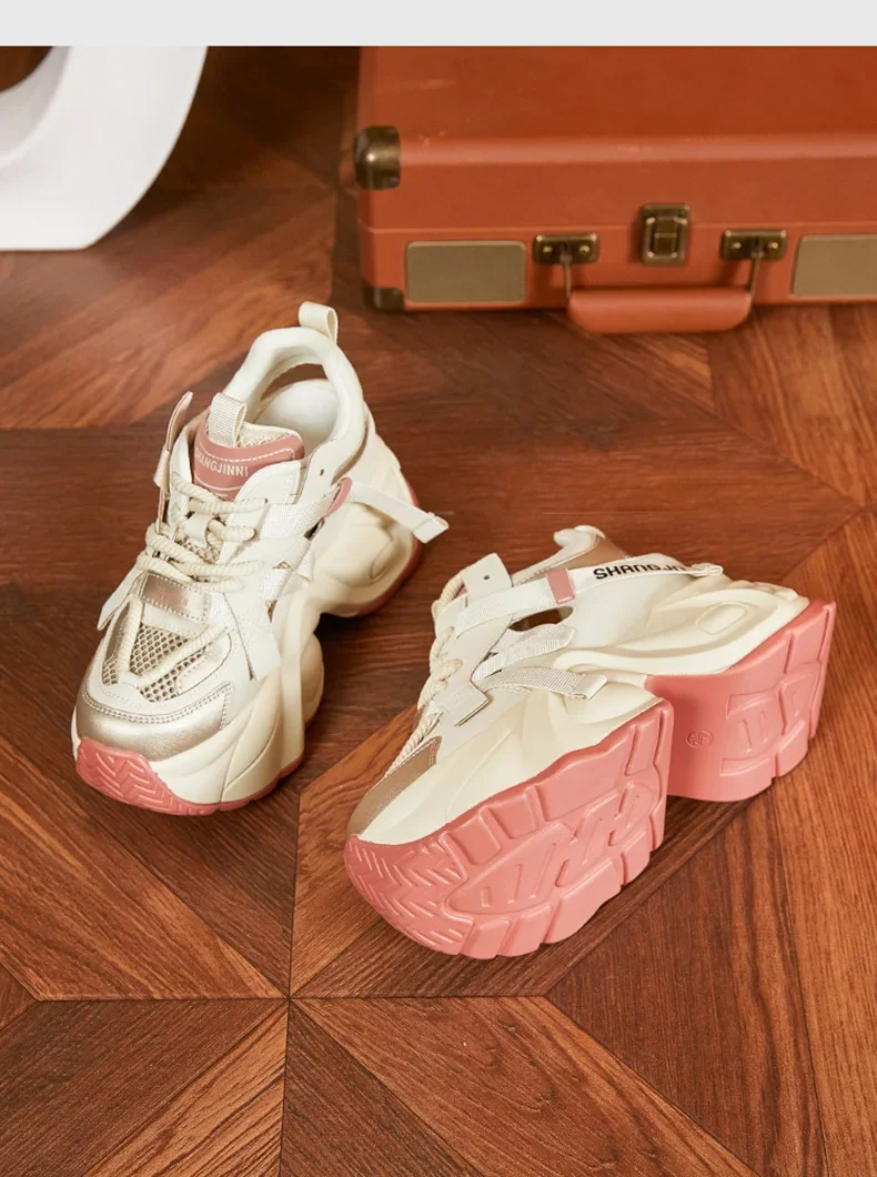 Sandal cao gót nữ hở mũi quai chéo đế xuồng gót 8 cm — Gạo vàng, Mơ chi tiết 15