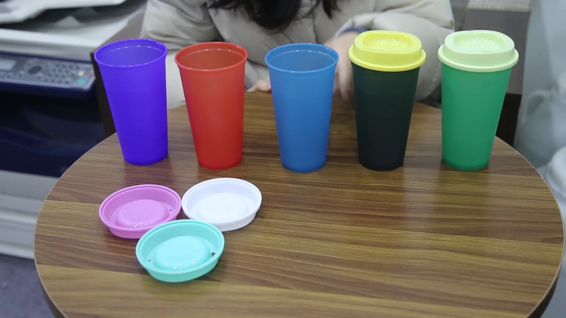 New 16oz Changing Color Bpa Free Plastic Cup Reusable Hot Water Changing Color Drinking Water
