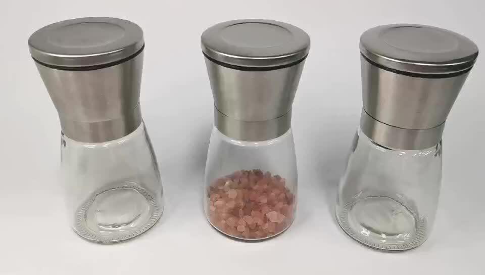 Copper Stainless Lid And Glass Jar Salt Mill Pepper Creamic Grinder