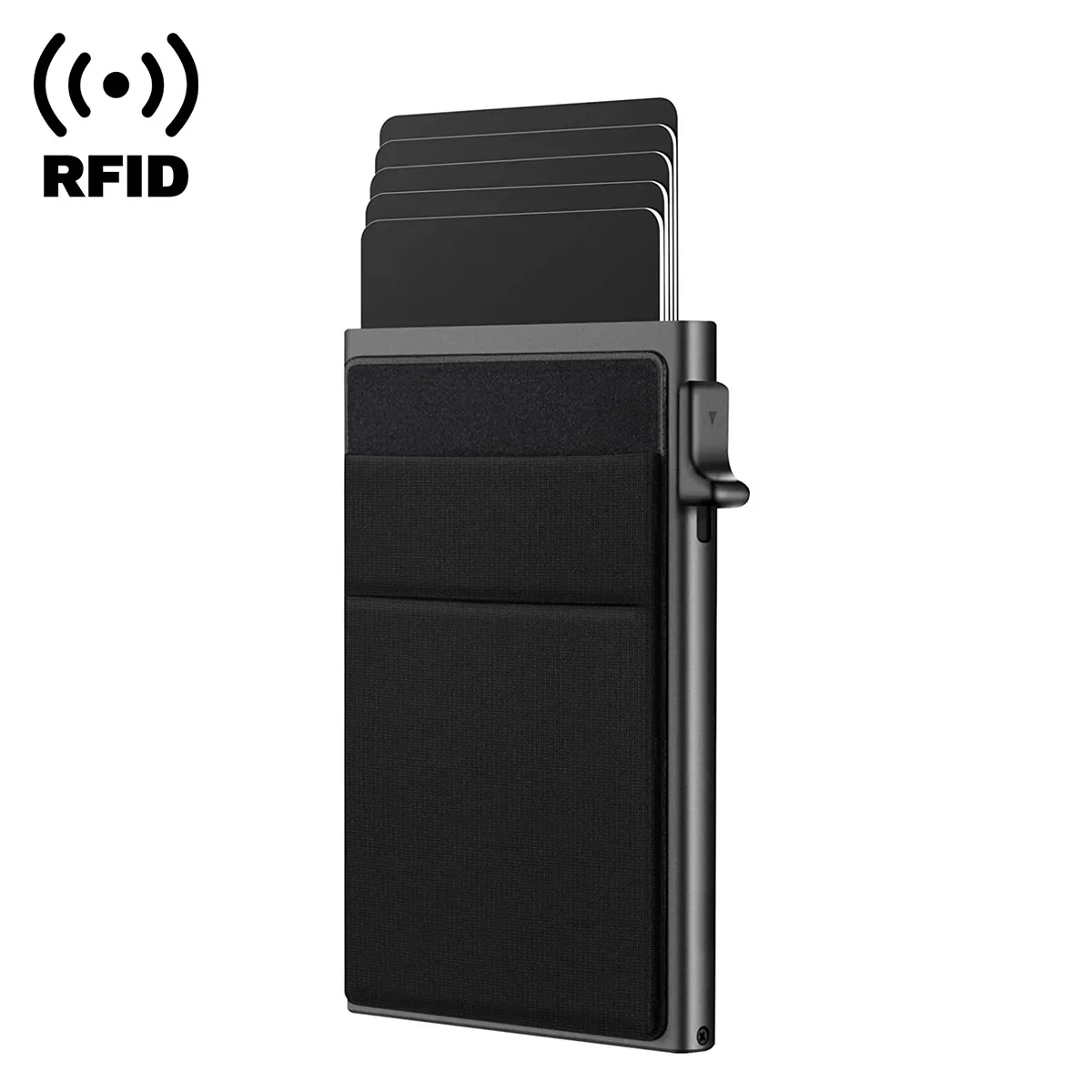 RFID side push metal wallet anti-theft brush multi-card metal card case aluminum alloy card box men's credit card box