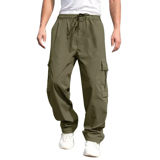 Amazon New Men's Overalls European and American Men's Loose Straight Casual Pants Men's Overalls Pocket Pants