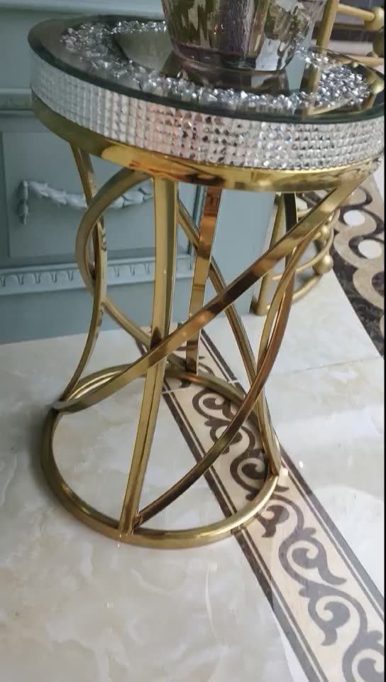 Black Mirrored Nightstand With Gold Stainless Leg/bedside Table Buy