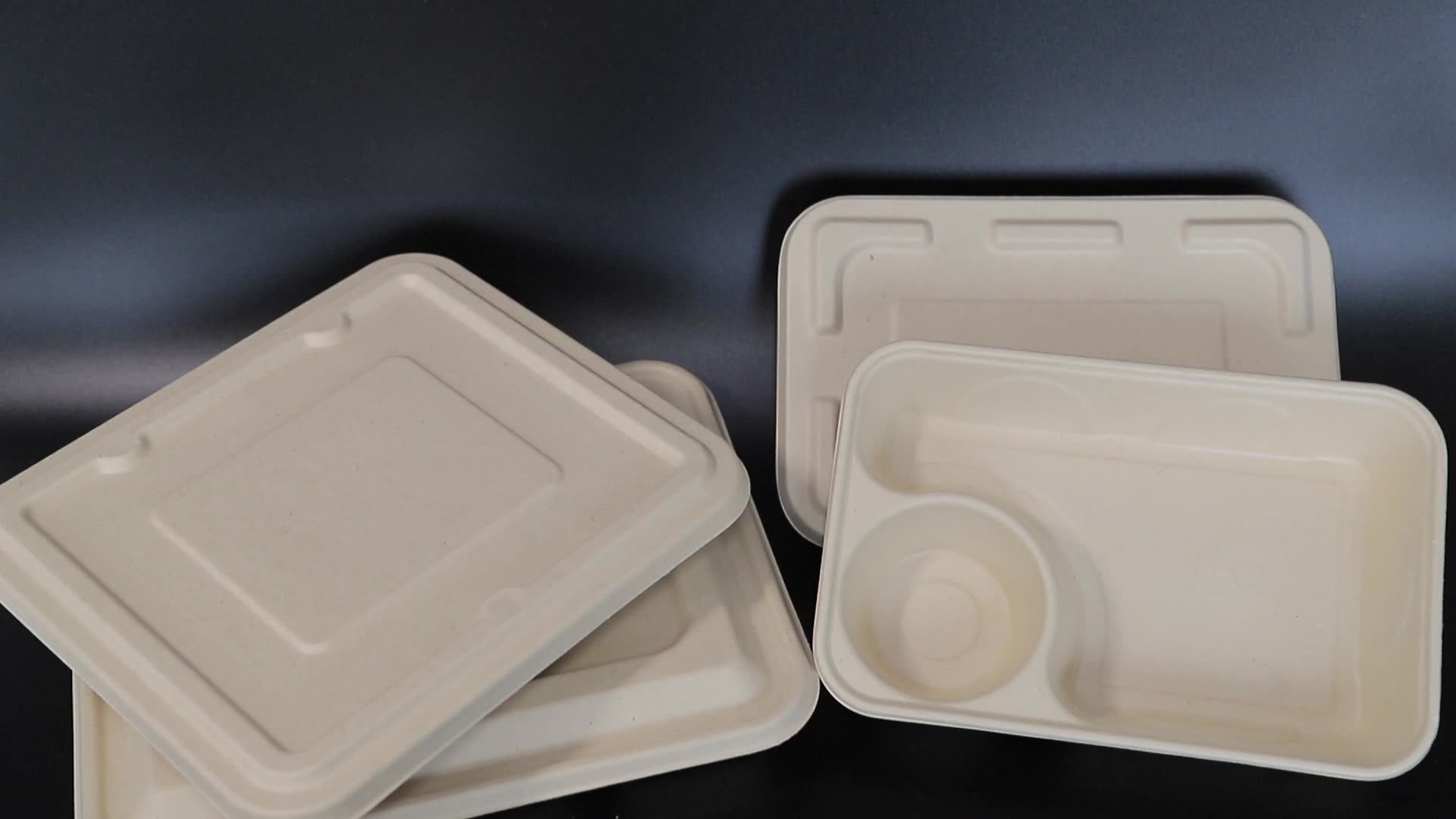 Takeaway Paper Lunch Bento Box 3 Compartment Disposable Biodegradable