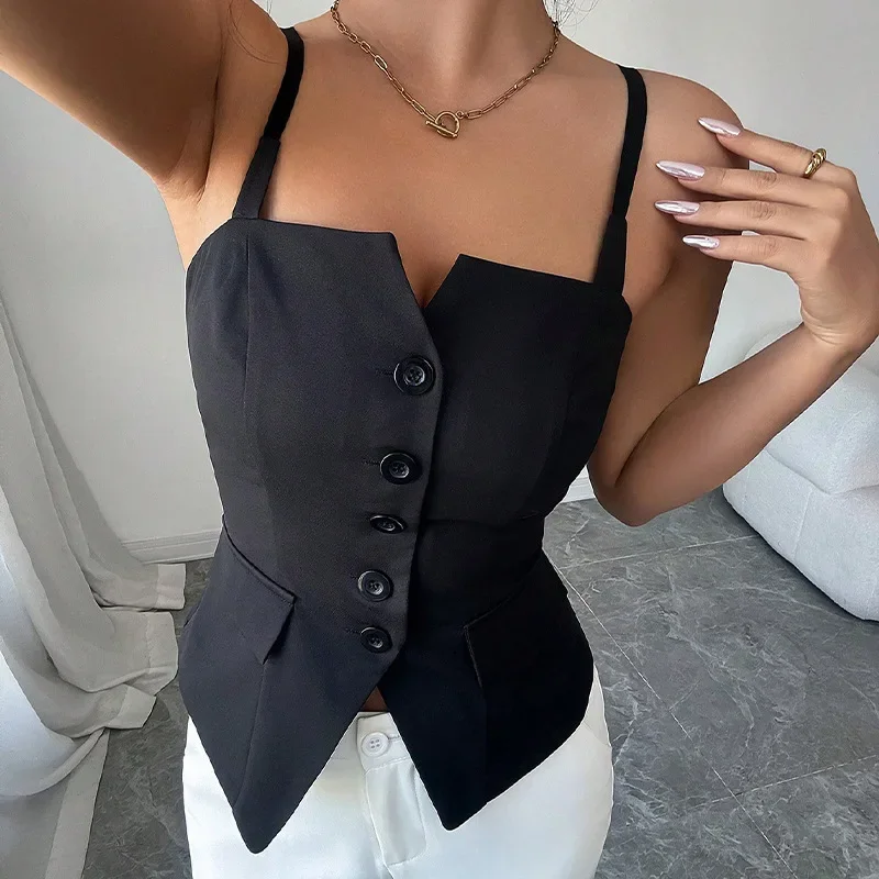 Cross-border Amazon eBay foreign trade women's clothing 2025 summer new European and American temperament camisole cardigan small backless top upper garment
