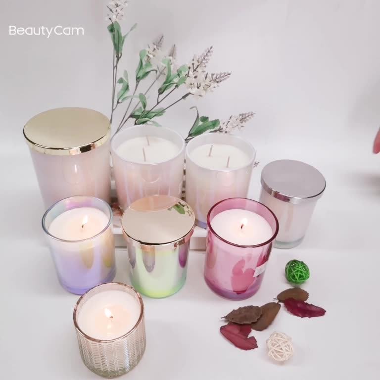 135ml Iridescent Candle Jar - Pearl / White - Candle Jars Supplier