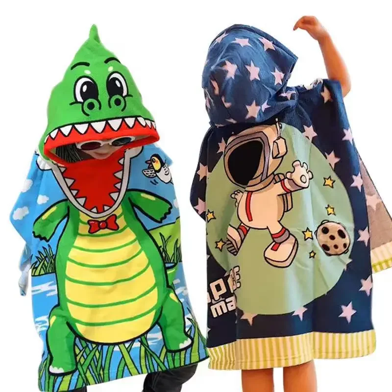 Children's bath towel cloak, baby quick-drying, ultra-fine fiber hooded cute children's cloak bath robe