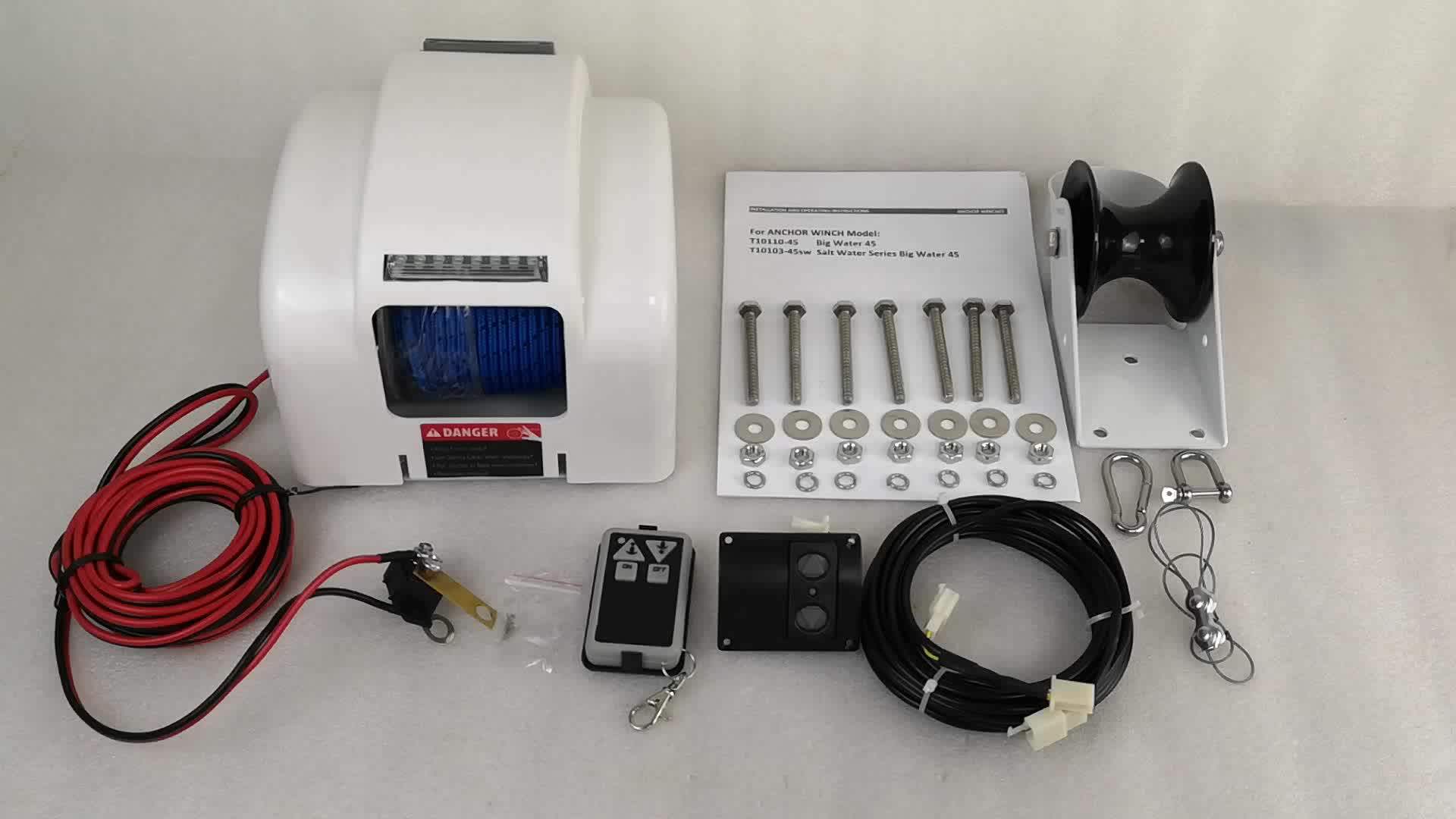 電動アンカーウインチ（Ｂig Ｗater 45sw） 漁船ポンツーン船用TFCFL 45  LBSボート電動アンカーウインチ遠隔操作式海水アンカー風車キット、12 Vヘビーデューティトーイングウインチ、 アンカー最大45 :  ボート電動アンカーウインチ 45ポンド 12V 電動アンカー, image size:1920x1080