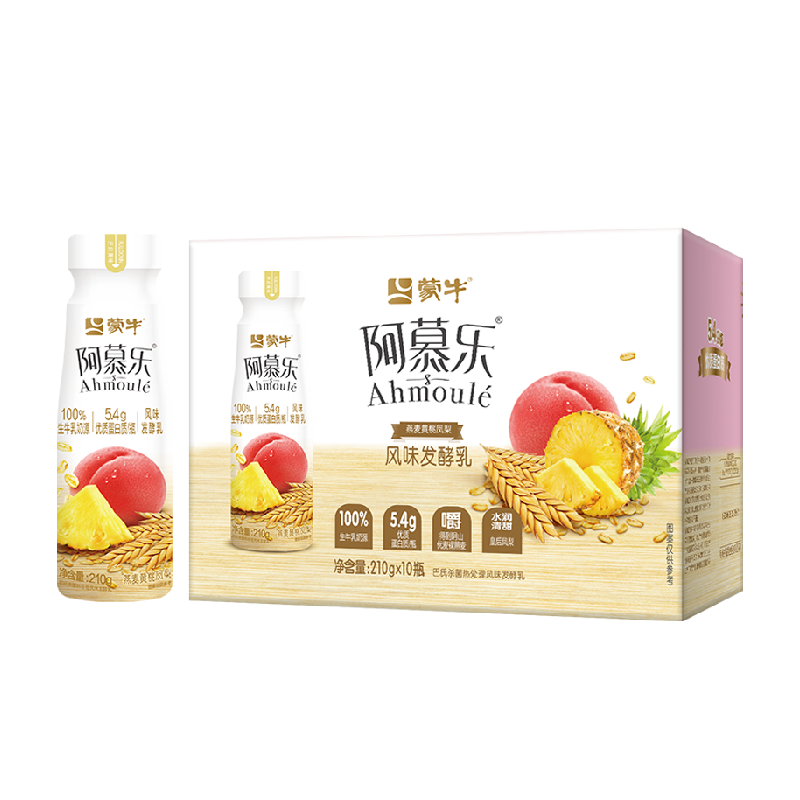蒙牛阿慕乐酸奶燕麦黄桃味低温发酵乳早餐礼盒210g*10瓶