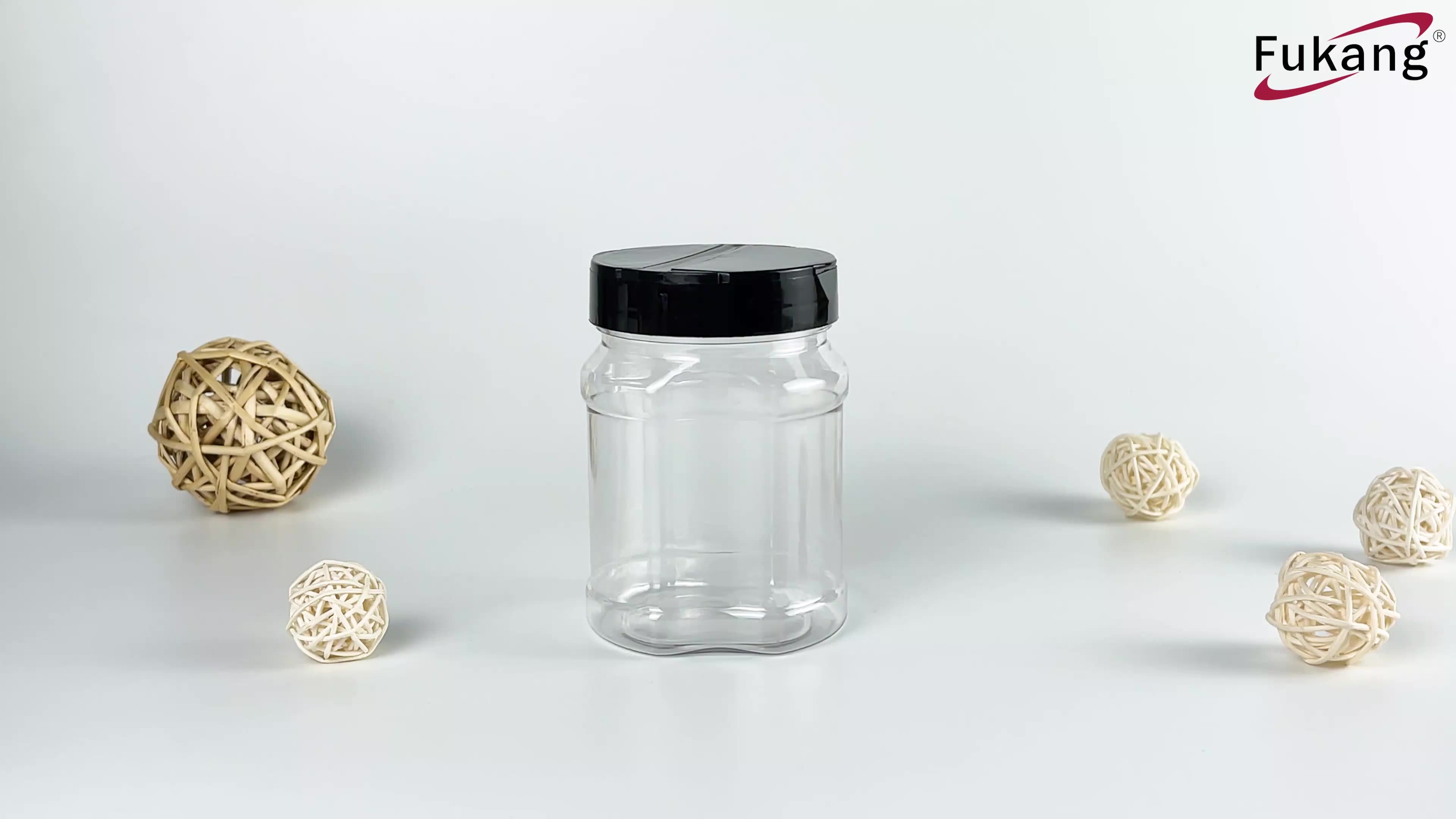 Clear Pet Plastic Salt Shaker Jar With Double Open Flip Lid,300ml