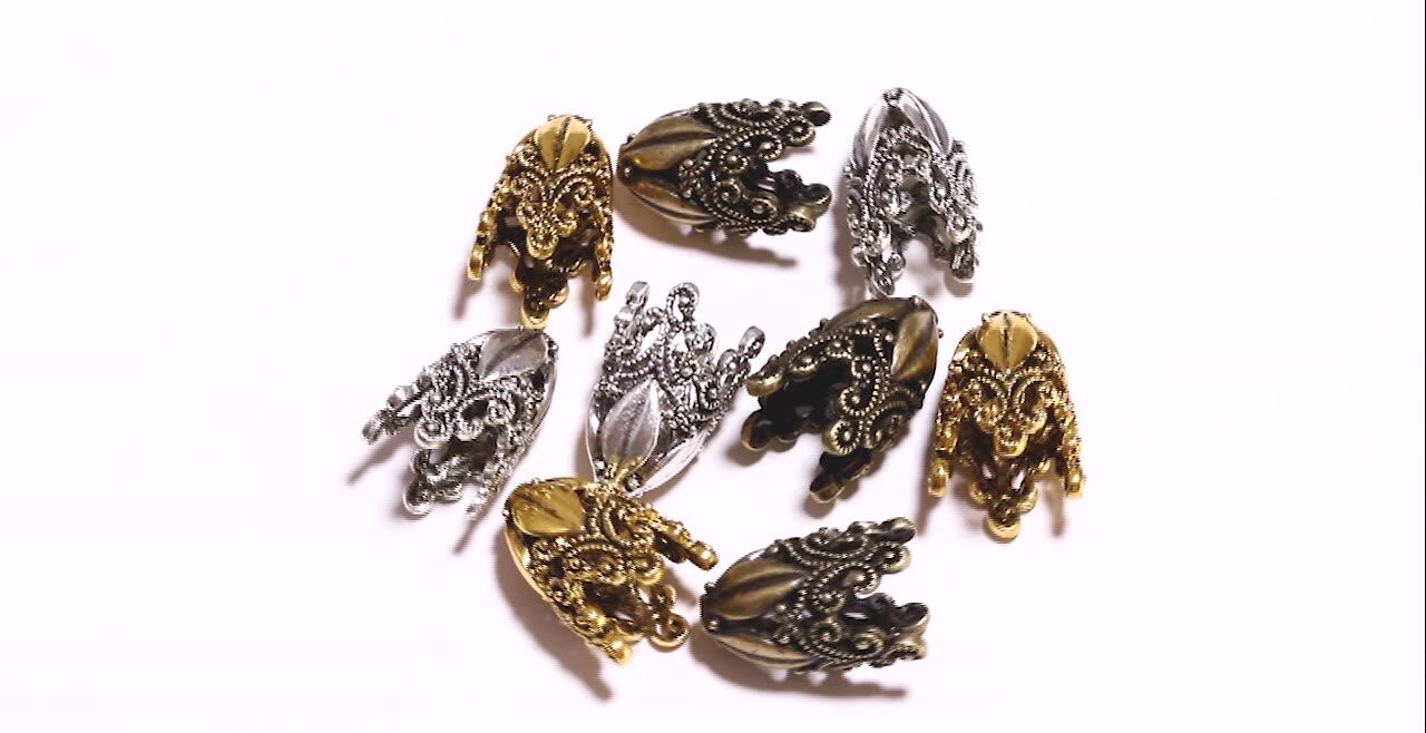 100Pcs Flower Bead Caps – 11x8mm Hollow Metal Spacer Caps For Jewelry Making, Multicolored - View #3