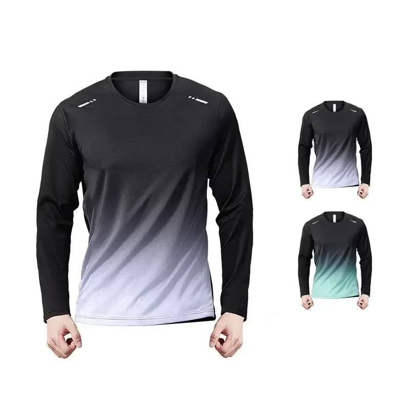 Men's Quick-Dry T-Shirt, Ice Silk Thin Long-Sleeve Loose Fitness Clothing, Training Running Top, New Style Upper Bodywear