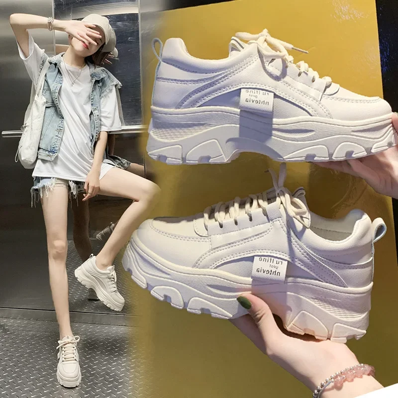 Spring 2023 New Korean-style Torre Shoes Female Student All-match Sneakers Women's Casual Thick-soled Heightened Shoes 1A02
