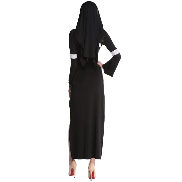 M-Xl Halloween Costume Masquerade Performance Nun Costume Cosplay Role-Playing Nun Uniform