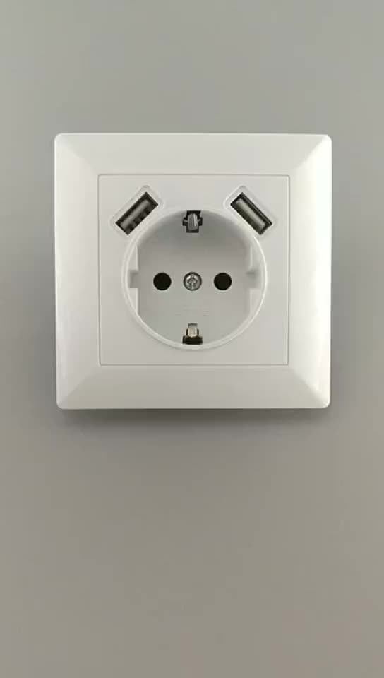 China Factory Germany Type Electrical Double Usb Socket Wall Outlet
