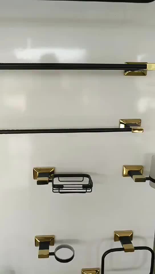 5 Pieces Black And Rose Gold Bathroom Accessories Set - Buy Rose Gold