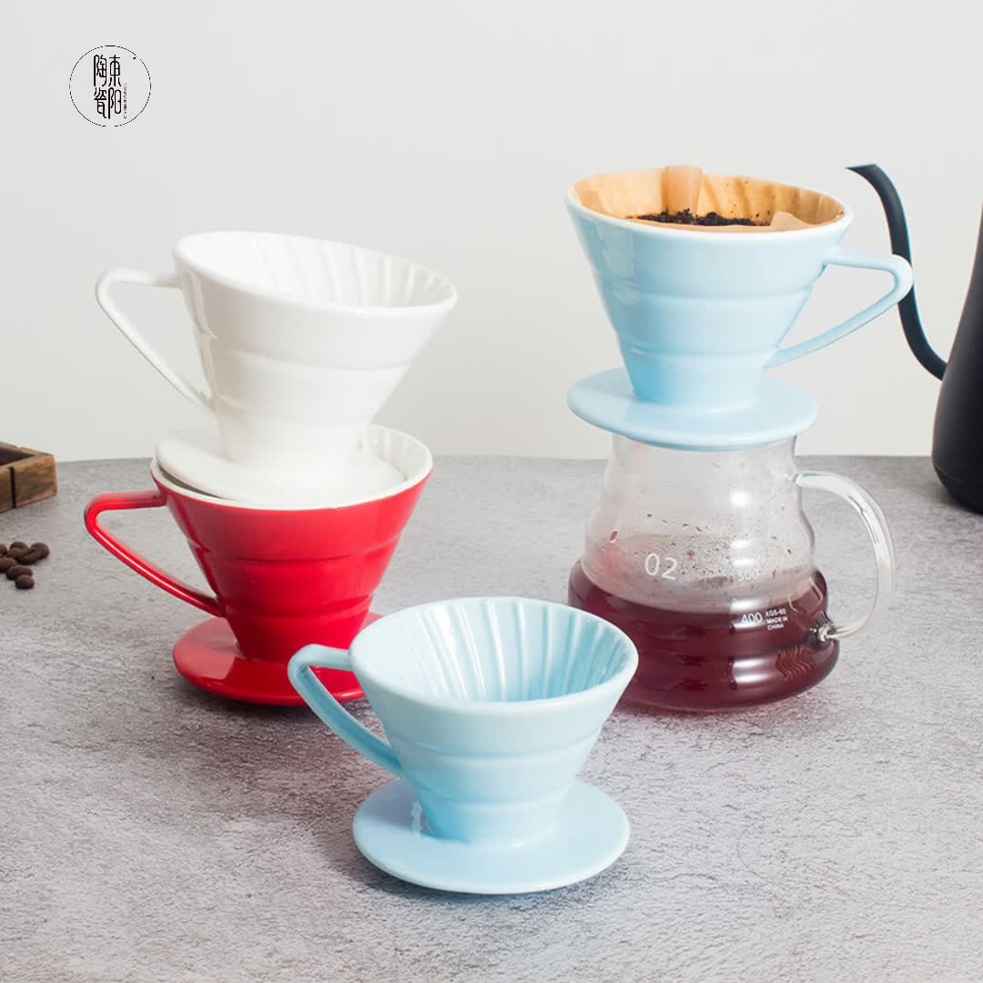 Custom Multicolor Embossed Porcelain V60 Coffee Filter Ceramic Pour