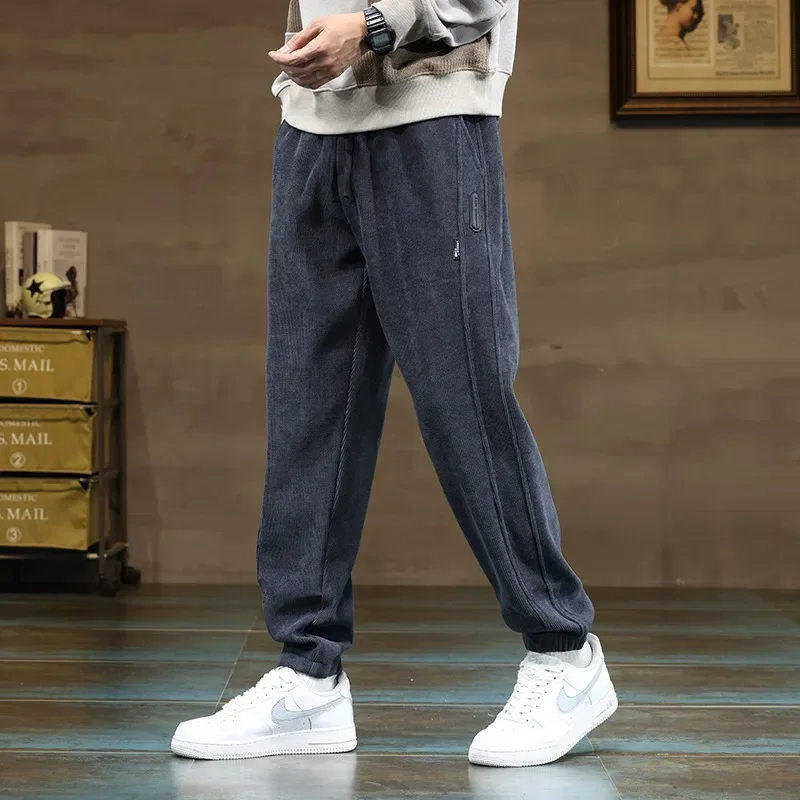 Men's trousers, autumn, increased thickness, plus size, oversize