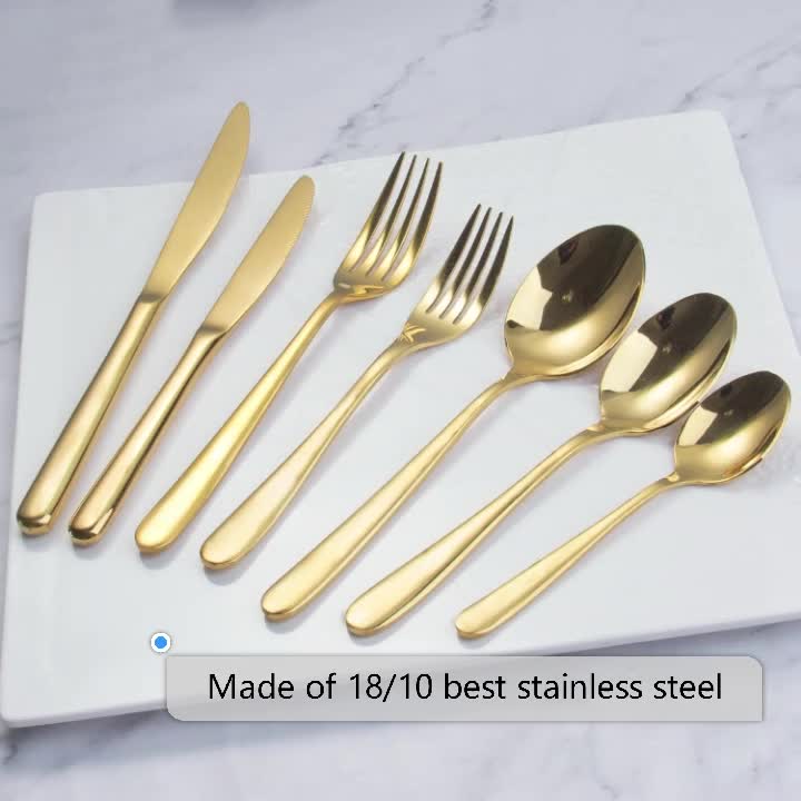 Festival 18/10 Gold Flatware Restaurant Silverware,Hammered Stainless