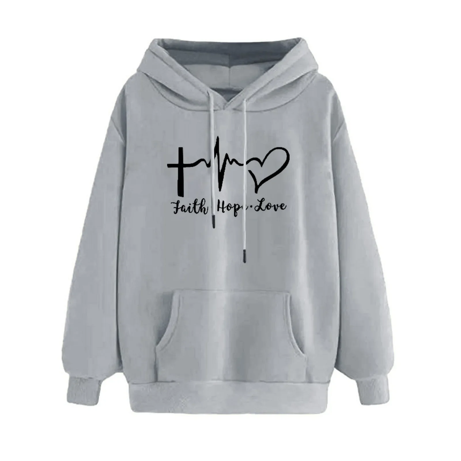 Amazon Foreign Trade Cross-Border Women's Outerwear European and American Autumn/Winter Hooded Sweatshirts for Women with Fleece and Thickening Loose Plus Size Women's Clothing
