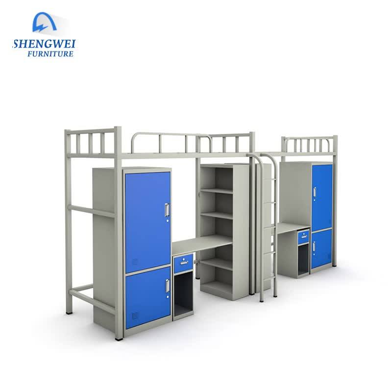 Metal Loft Bed Designs Steel College Dormitory Bunk Bed With Desk And