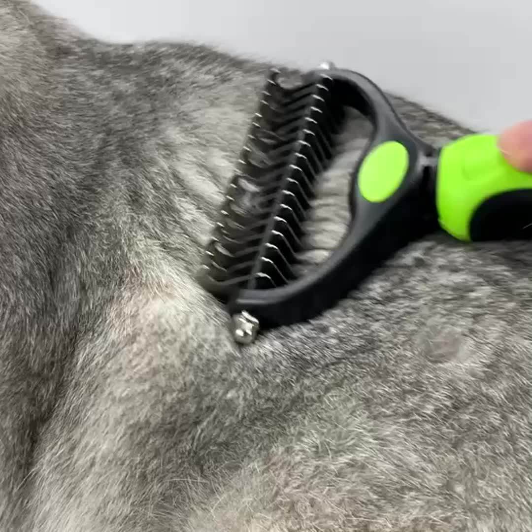Wholesale Pet Hair Grooming Tool 2 Sided Dematting Shedding Undercoat