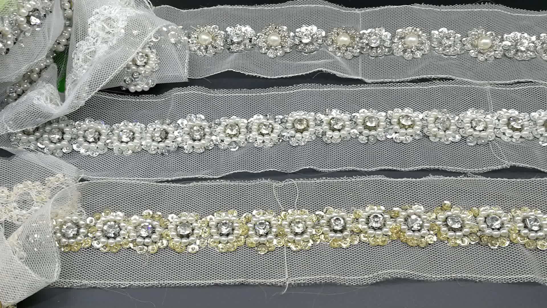 Wholesale Fancy Diamond Rhinestone Lace bing Bridal Veil Embroidered