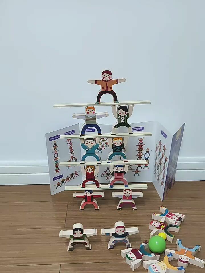 Young children live at home interactive game solid wood balance stacking music table game Hercules fun stacking high