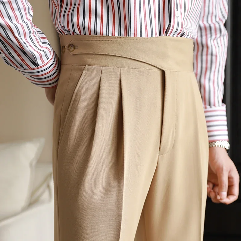 2024 High Waist Suit Pants Men's Autumn Business Retro Straight-Leg Drape Casual Pants Naples No-Iron Suit Pants