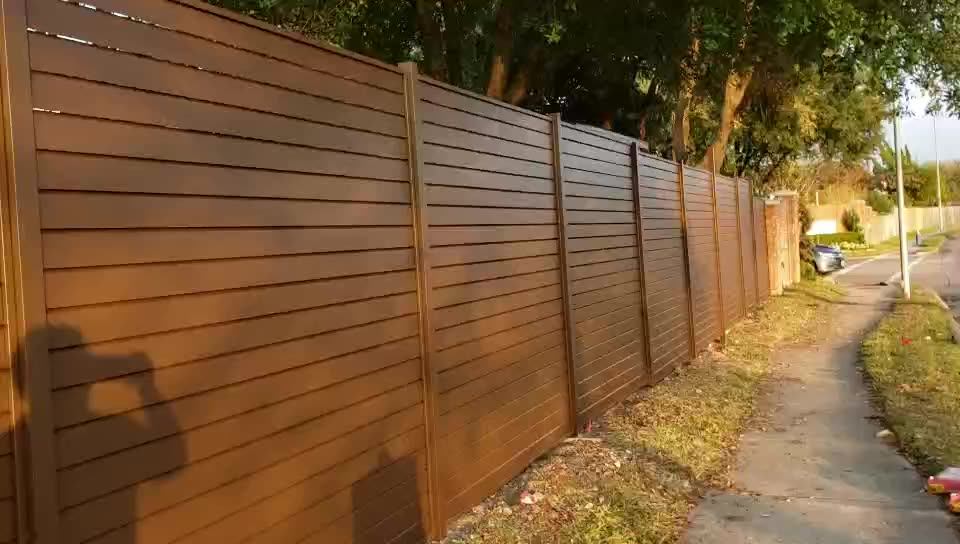 Privacy Fence Aluminum Black No Dig Horizontal Slat Aluminum Fence