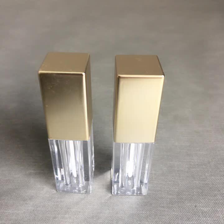 Stock Spray Matte Gold Lipgloss Tube 5ml Lip Tint Tube Empty Square Lip Gloss Container Buy