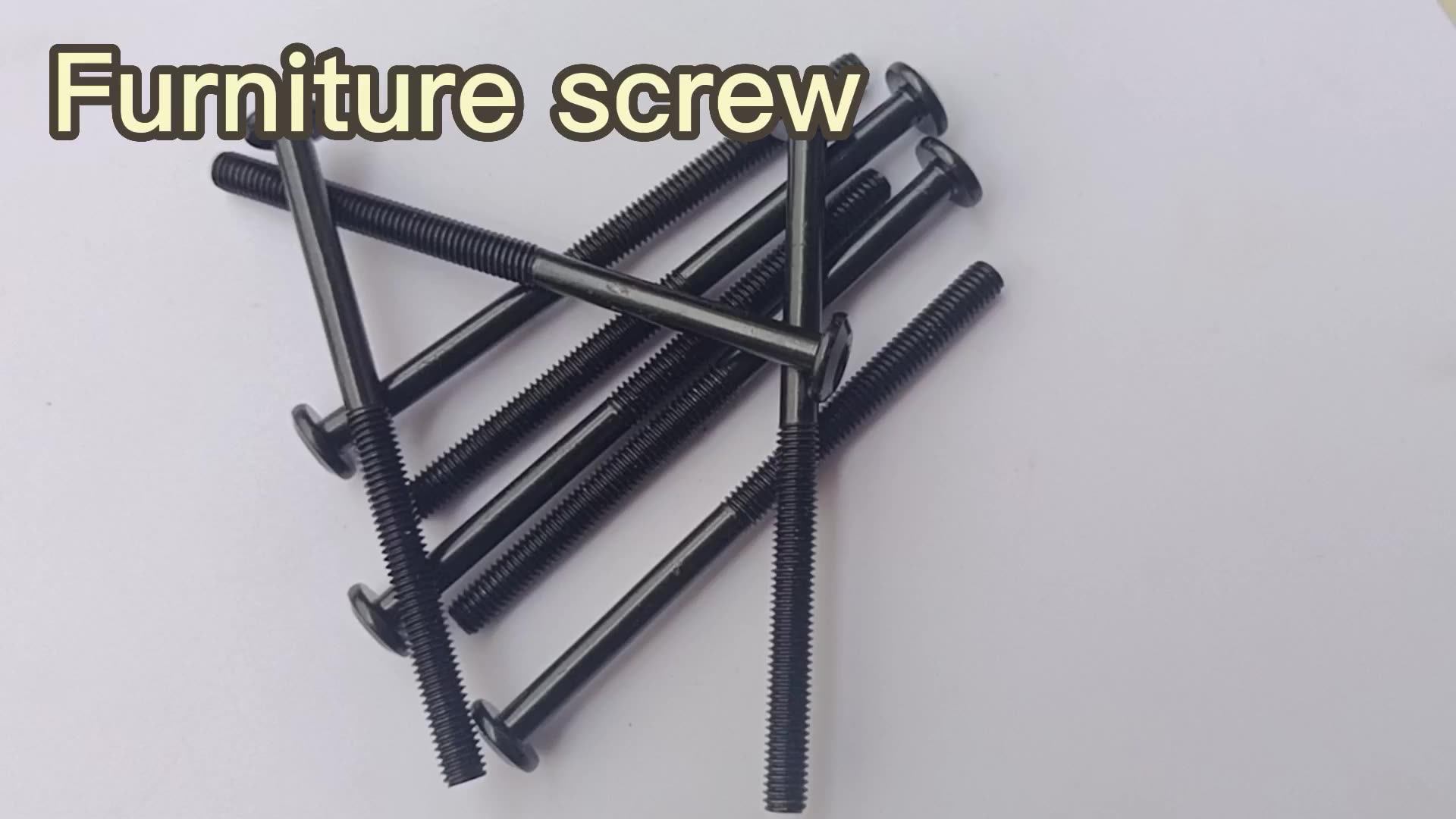 M6 M8 Black Galvanized Steel Furniture Connector Bolts Hex Flat Head