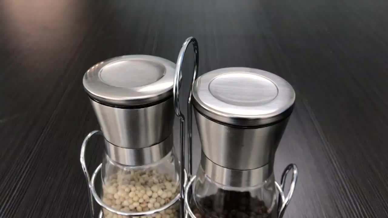 Manual Salt And Pepper Grinder Set/glass Manual Salt And Pepper Grinder