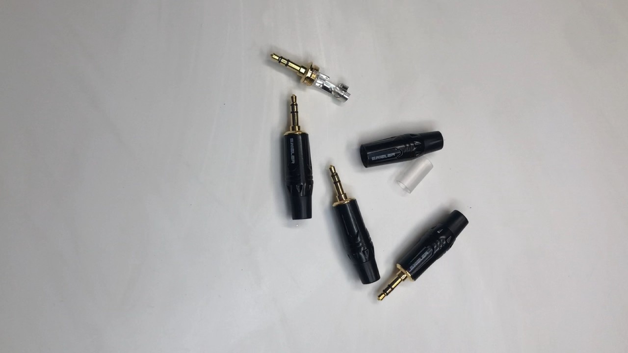 3.5mm Male Stereo 3 Pole Connector Golden Plated Ofc Plug For Headphone